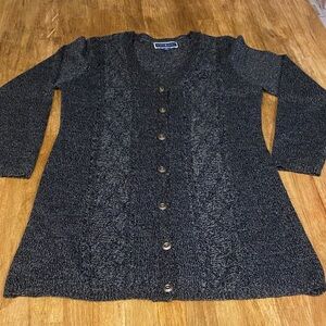 Karen Scott Charcoal Button-Up Cardigan